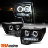 Fits 09-14 Ford F150 F-150 Pickup Black Bezel Dual Halo LED Projector Headlights