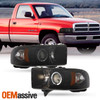 Fits 94-01 Ram 1500 94-02 Ram 2500/3500 Black Smoke Halo Projector LED Headlight