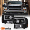 For 99-04 Ford F250 Super Duty / 00-04 Ford Excursion Projector Headlights Black