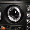 Fits 2007-2013 GMC Sierra Halo LED Black Headlights + Red Smoked Tail Lights