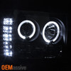 For 07-13 Sierra Black Smoked Dual Halo LED Projector Headlights+LED Tail Lights