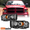 For 02-05 Ram 1500 | 2003-2005 Ram 2500 3500 Black Halo Projector LED Headlights