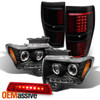 For 09-14 F150 Black Dual Halo Projector Headlight&LED Tail Light+ Red 3rd Brake
