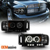 For 02-05 Ram 1500 | 03-05 Ram 2500 3500 Black Smoked Halo Projector Headlights