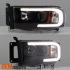 For 02-05 Dodge Ram 1500 | 03-05 2500/3500 Light Bar Projector Headlights Black