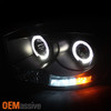 Fits 06-08 Dodge Ram Pickup Truck Black Bezel Dual Halo LED Projector Headlights