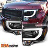 Fits 09-14 F150 F-150 Pickup Black Bezel LED Strip/Tube Projector Headlights