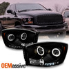 Fits 06-08 Ram 1500 06-09 Ram 2500/3500 Black Smoke Halo Projector LED Headlight