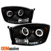 Fits 06-08 Ram 1500 06-09 Ram 2500/3500 Black Smoke Halo Projector LED Headlight