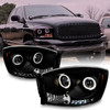 Fits 06-08 Ram 1500 06-09 Ram 2500/3500 Black Smoke Halo Projector LED Headlight