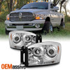 Fits 06-08 Ram 1500 06-09 Ram 2500/3500 Clear Halo Projector LED Headlights Lamp
