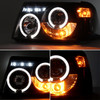 Fits 01-05 Ranger LED Halo Black Smoked 1PC Headlights + Red Smoked Tail Lights