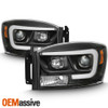 Fits 2006-08 Dodge RAM 3500 2500 1500 Pickup Black DRL LED Projector Headlights