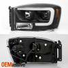 Fits 2006-08 Dodge RAM 3500 2500 1500 Pickup Black DRL LED Projector Headlights