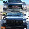 Fits 07-13 GMC Sierra 1500/2500/3500 Black Dual Halo LED Projector Headlights