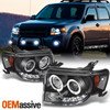 Fits 08-12 Escape Black Dual Halo DRL Daylight LED Strip Projector Headlights