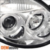 Fits 03-05 Dodge Neon Chrome Clear Dual Halo Projector LED Headlights Lamps Pair