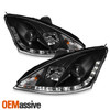 Fits 00-04 Ford Focus Black R8 Style DRL Daylight LED Projector Headlights Lamps