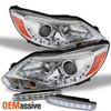 Fits 12-14 Focus LED Strip Projector Chrome Headlights + DRL LED Running Lights