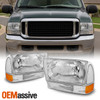 Fit 1999-2004 Excursion F250 F350 F450 Superduty Clear Headlights+Bumper Signal