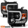 For 14-15 Sierra 1500 / 15-17 2500HD 3500HD Black LED Tube Projector Headlights