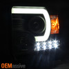 For 14-15 Sierra 1500 / 15-17 2500HD 3500HD Black LED Tube Projector Headlights