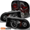 Fits 97-04 Dodge Dakota Black Smoke Dual Halo Projector LED Headlight+Tail Light