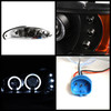 Fits 94-95 Mustang 1Pc Dual Halo Projector LED Black Headlights + Tail Lamp Set