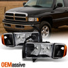 Fit 1999-2002 Dodge Ram 1500 Sport Model Black Headlights Corner Replacement