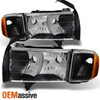Fit 1999-2002 Dodge Ram 1500 Sport Model Black Headlights Corner Replacement