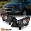 [Black] Fits 2009 2010 2011 2012 Chevy Traverse LH + RH Headlights Front Lamps