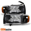 For 1999-2001 Dodge Ram 1500 Sport Black Headlights + Red Smoked Tail Light Pair