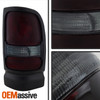For 1999-2001 Dodge Ram 1500 Sport Black Headlights + Red Smoked Tail Light Pair