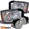 Fits 05-07 Dakota Headlights Replacement + Fog Lights Lamps w/Bulbs 2005-2007