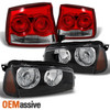 Fit 09-10 Charger Projector HID Headlights + Red Clear Tail Lights  Replacement