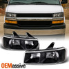 For 2003-2024 Chevy Express|GMC Savana 1500 2500 3500 Black Headlight Upper Lamp