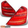 Fit 2007-2012 Benz W221 S-Class Red Clear Full LED Tail Lights Lamps Left +RIght