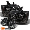 For 07-11 Avalanche Tahoe Suburban Halo Projector Headlights+ Fog Lights [Smoke]