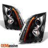 Fit 2008-2014 Cadillac CTS Black Projector Headlights Lamp Light Left+Right 08-14