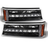 Fits 03-06 Chevy Silverado Avalanche LED Bumper Lights Turn Signal Lamps Black