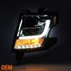 Fits 15-20 Chevy Suburban Tahoe Smoke Halogen LED Light Tube Projector Headlight