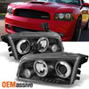 For 06-10 Dodge Charger Black Bezel Dual Halo LED Projector Headlights Lamp Pair