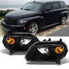 Fits 06-11 Chevy HHR Black Bezel Headlights Headlamps Lamps Lights 2006-2011