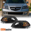 Fit 04-06 Acura MDX Replacement Black Projector Headlights Headlamps L+R