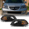 Fit 04-06 Acura MDX Replacement Black Projector Headlights Headlamps L+R