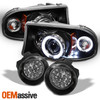 Fit 97-04 Dakota Durango Halo Projector LED Headlights + LED Fog Lamps Housing
