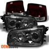 For 09-10 Dodge Charger Smoked Halo Projector Headlights+Red SmokedTail Lights
