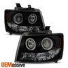 Fits 2007-2014 Suburban Tahoe Avalanche Black Smoked Projector LED Headlights
