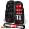 Fit LED 1999-2002 Silverado Black Taillights + Smoked LED 3rd Brake Light Set