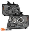 Fits 07-14 Suburban Avalanche Tahoe Smoke Dual Halo LED DRL Projector Headlights
